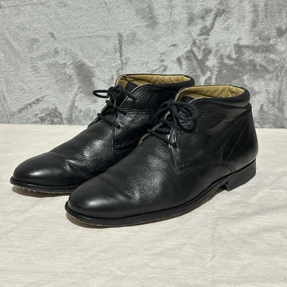 Vintage Laurent Effel Chukka Boots Mens Sz 42 Black Italian Leather Quiet Luxury